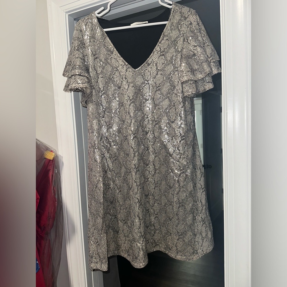 Animal print - sequins dress- large